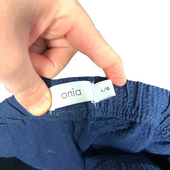 ONIA Pull-on Seersucker Pants In Deep‎ Navy Blue Men's Size Large